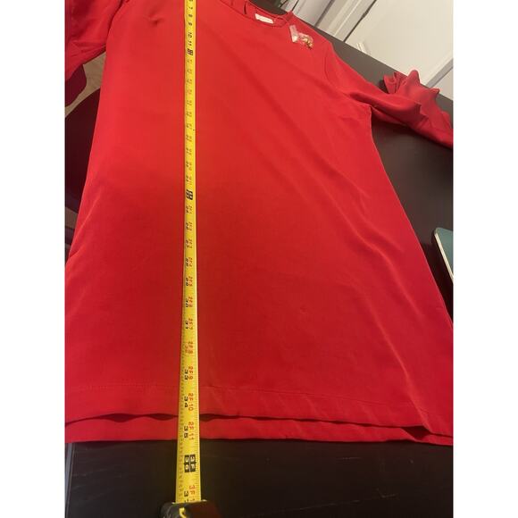 Mud Pie Women’s Large Red Long Bell Sleeve Button Keyhole Back Short Shift Dress - Picture 10 of 10